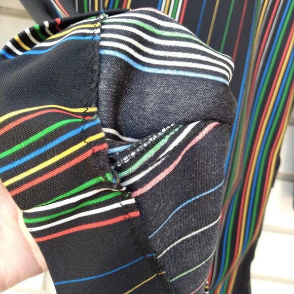 Vintage 70s Tunic Top 35" Bust Black Stripes Butterfly Collar Miss Fashionality - Picture 8 of 11